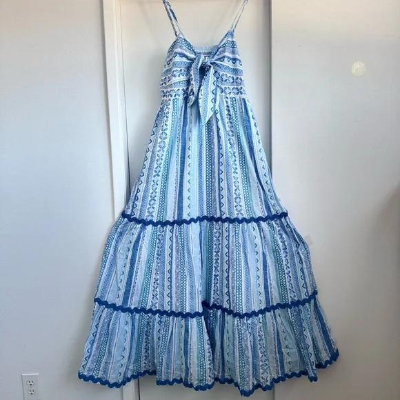 Tori Richard Borderline Zuri Blue Patterned
Cotton Maxi Dress NWT - Picture 9 of 13